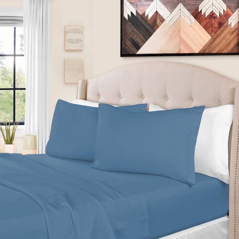 Superior Egyptian Cotton 1500 Thread Count Bed Sheet Set - California King - Medium Blue