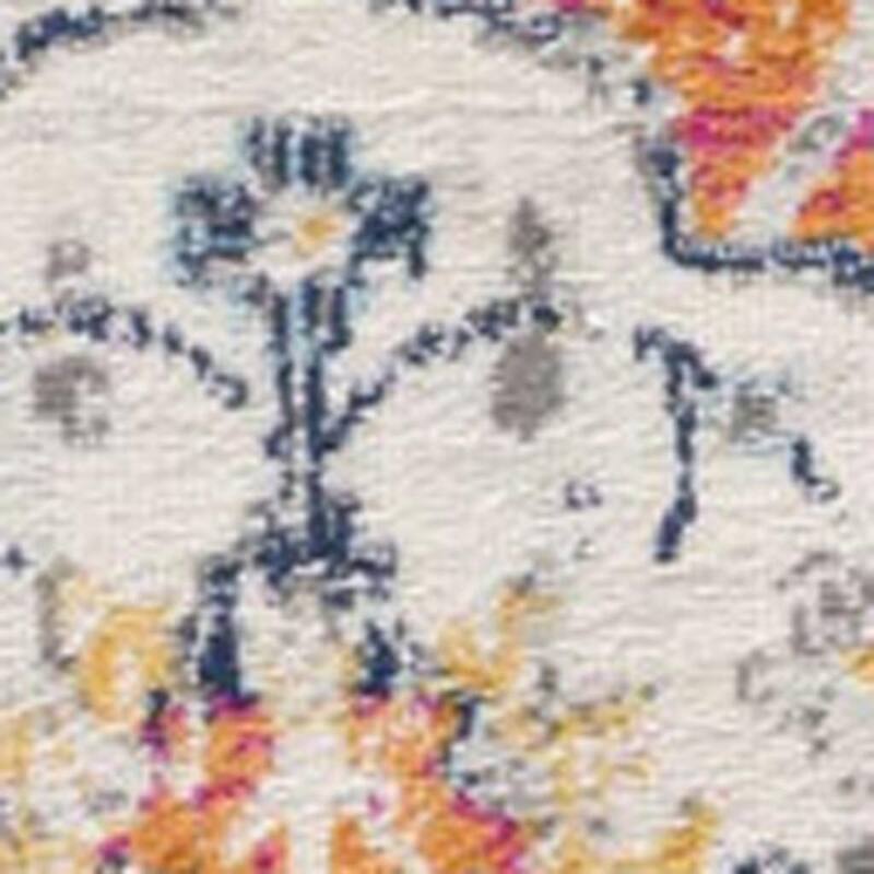 HomeRoots Floral Mid-Century Square Area Rug