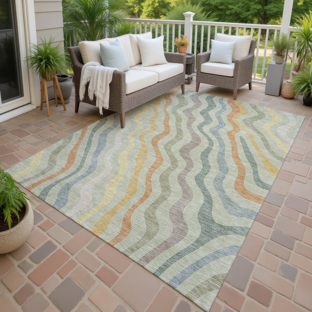 Machine Washable Indoor/ Outdoor Modern Eureka Chantille Rug