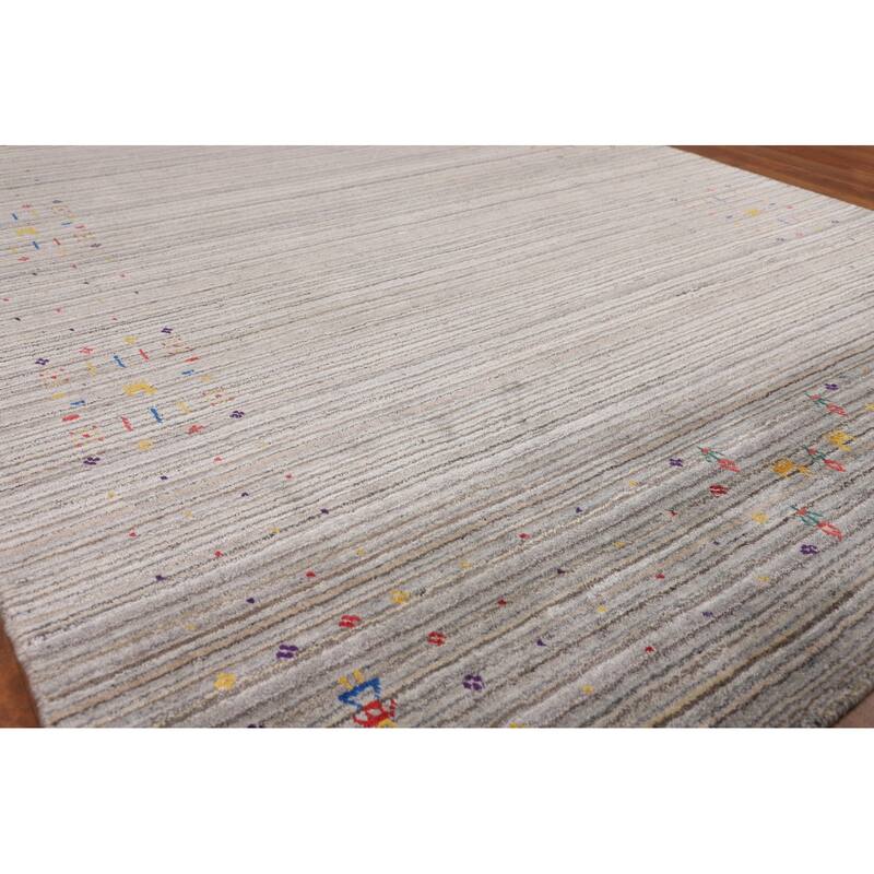 Striped Gabbeh Indian Area Rug Handmade Wool Carpet - 6'0"x 7'11"