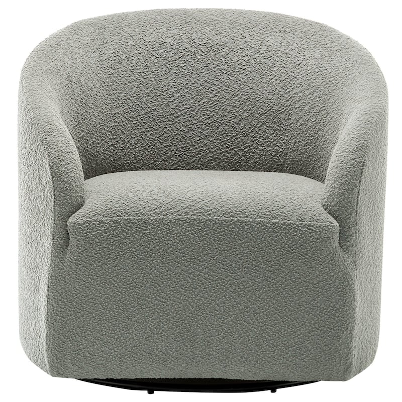 KINWELL 32"W Boucle Upholstered Swivel Barrel Accent Armchair
