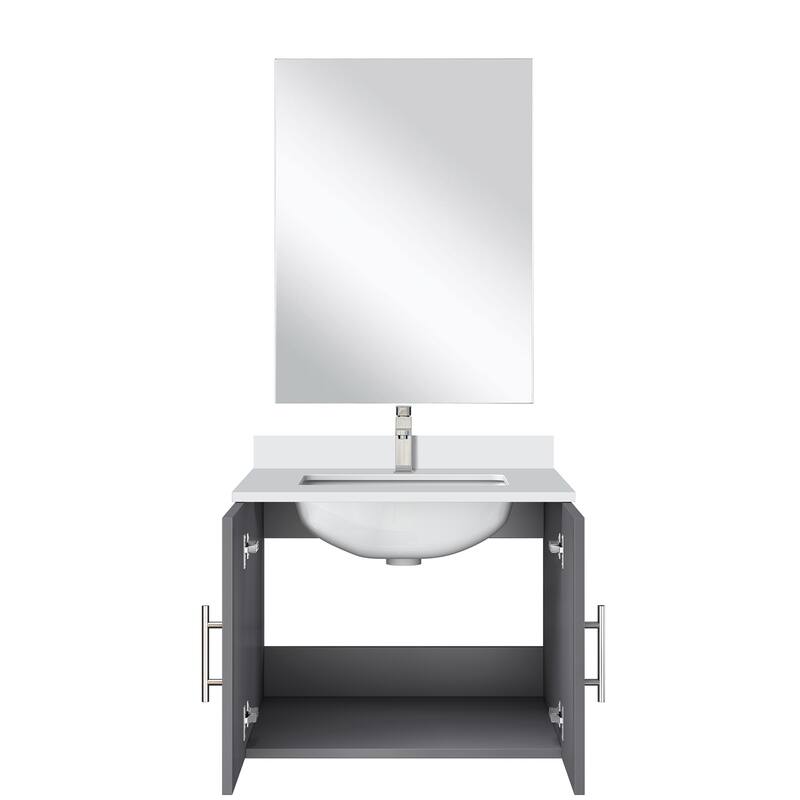 Bathroom Vanity Set with Marble Top, Single Hole Faucet, Mirror Included, Stainless Steel