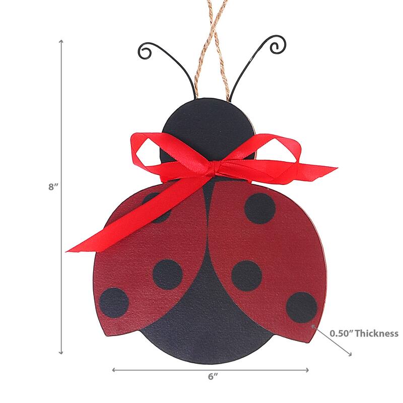 IH Casa Decor Wooden Ladybug Figurine Wall Hanger