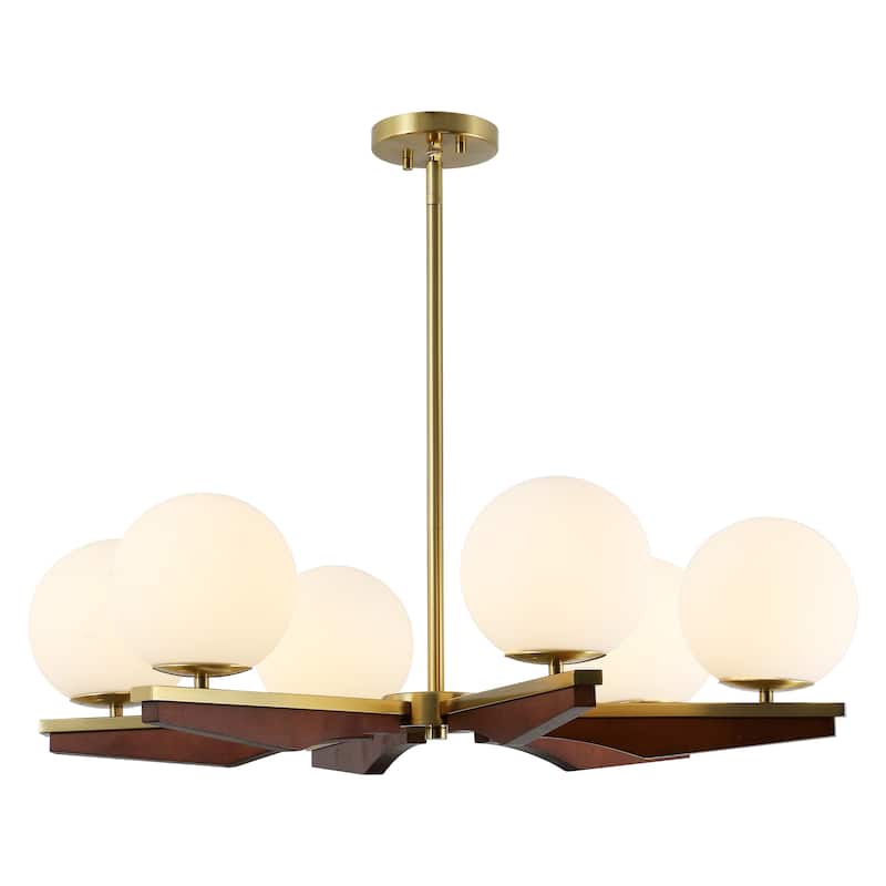 Safavieh Lighting Janna 6-Lights 30-inch Chandelier - Brass/Walnut - 30"W x 30"D x 42"H