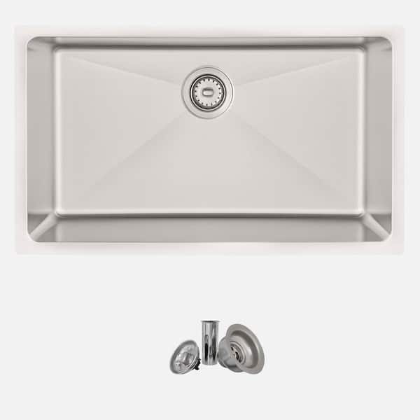 slide 2 of 11, STYLISH Dual-Mount 31" Single-Bowl Stainless Steel Kitchen Sink with Strainer - 31" x 18" x 9"