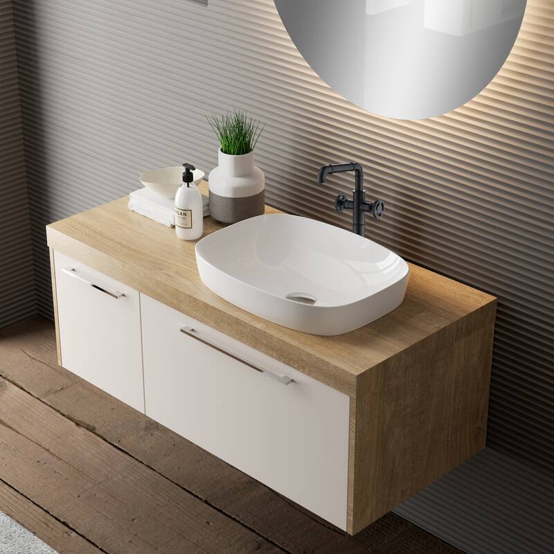 Modland Single Hole Bathroom Faucet with Dual Handle Deck Mounted Faucet 360° Swivel Spout