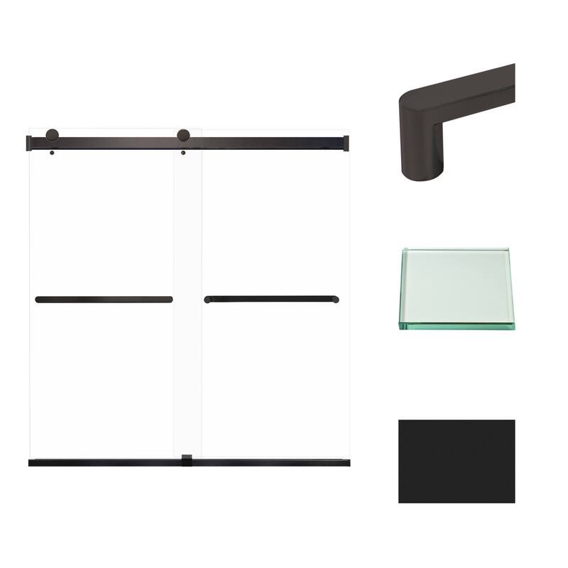 Transolid BRP606208C-R 62" High x 60" Wide Bypass Frameless Shower - Matte Black