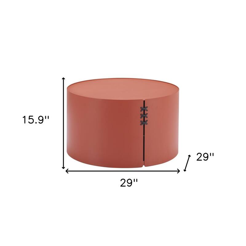 29" Terra Cotta Rounded Aluminum Outdoor Coffee Table