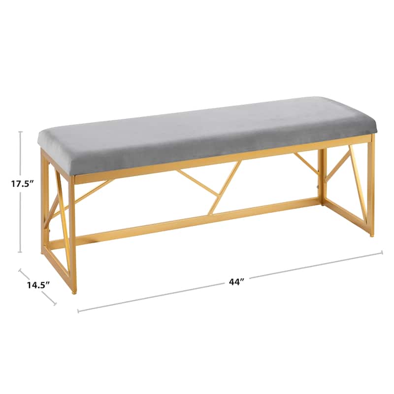 Silver Orchid Sala Glam Metal Upholstered Bench