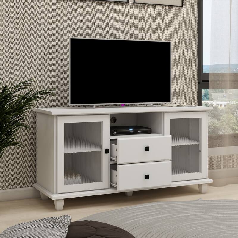 Tall TV Console Entertainment Center w/ Storage Drawer for Living Room