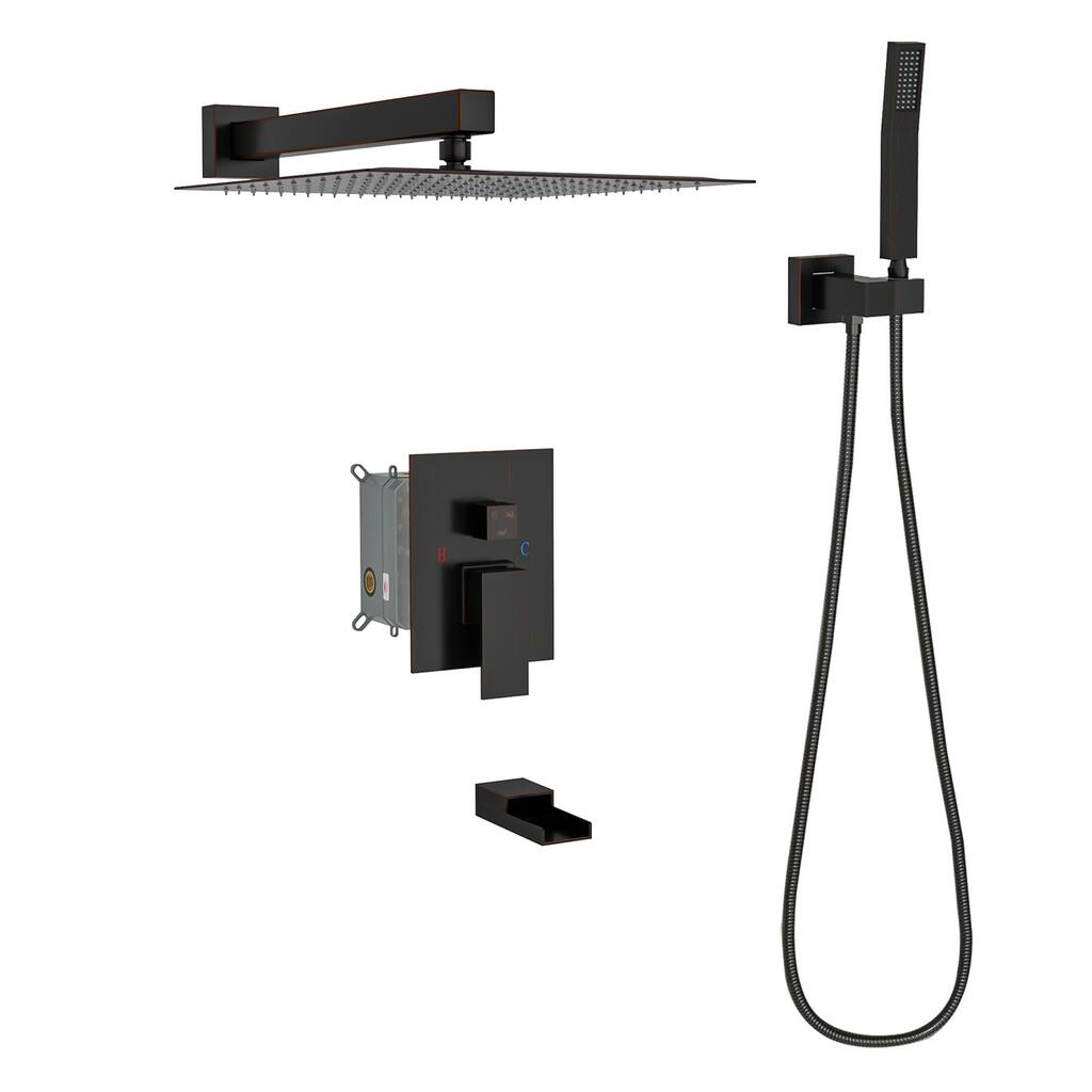 Topcraft 12-Inch Wall Mounted Square Shower System with Rough-in Valve - 12*12