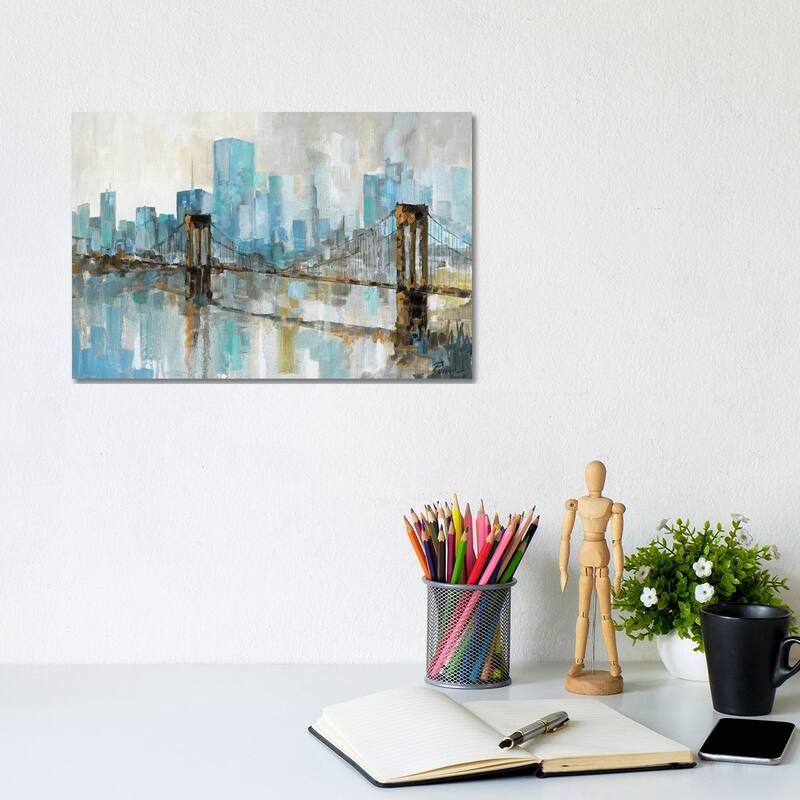 iCanvas "Teal City Shadows" by Ruane Manning Canvas Print - 8x12x0.75