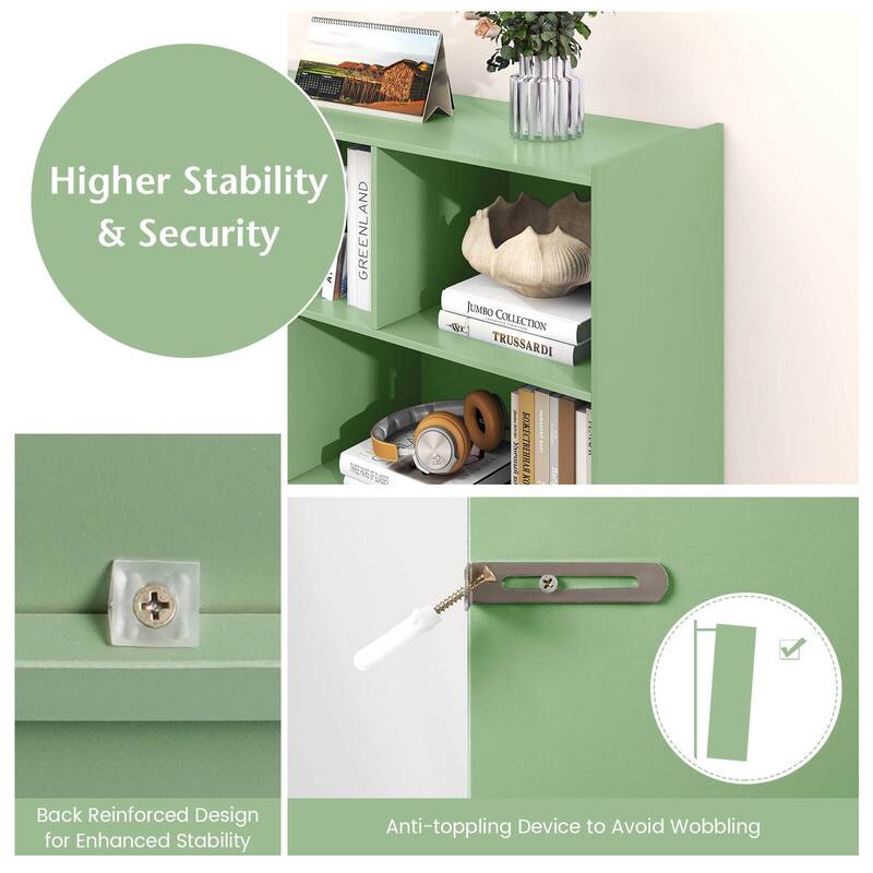 Costway 3-tier Open Bookcase 8-Cube Bookshelf Storage Display Cabinet - 48'' x 12.5'' x 36.5''