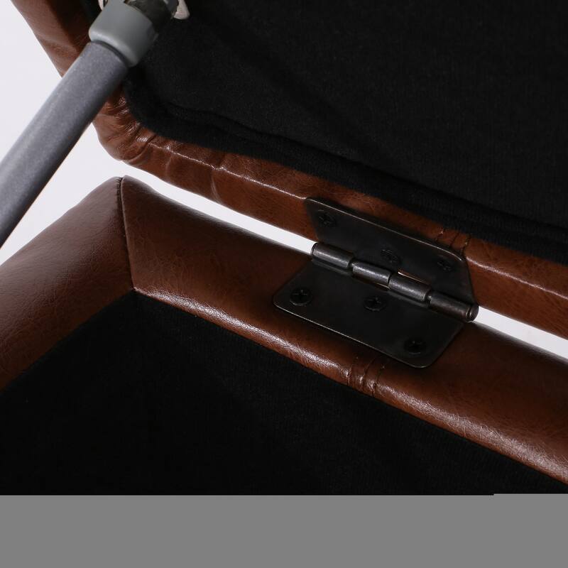 Roomfitters Ottoman Storage Bench, PU Leather Upholstered Footstool with Lift-Top Design, Brown