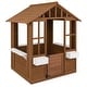preview thumbnail 4 of 7, Natural White Fir Wood Kids Playhouse with Flowerpot Holders and Large Windows - 47.5" L x 38.5" W x 54" H