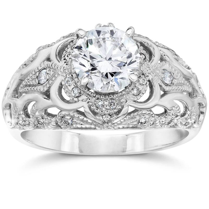 Emery .75Ct Vintage Diamond Genuine Engagement White Gold