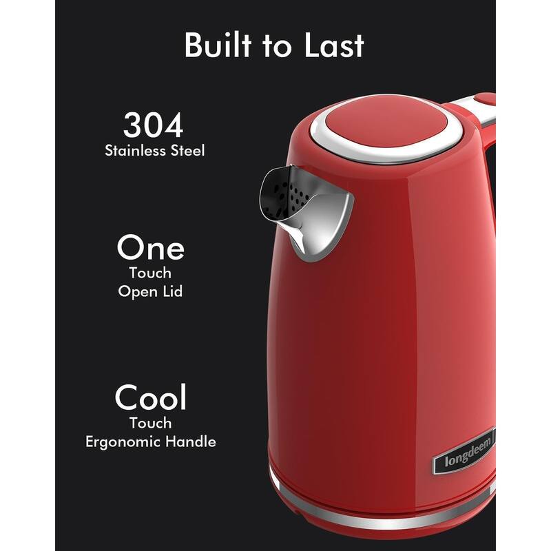 Electric Tea Kettles 1500W for Boiling Water, Retro 1.7L Stainless