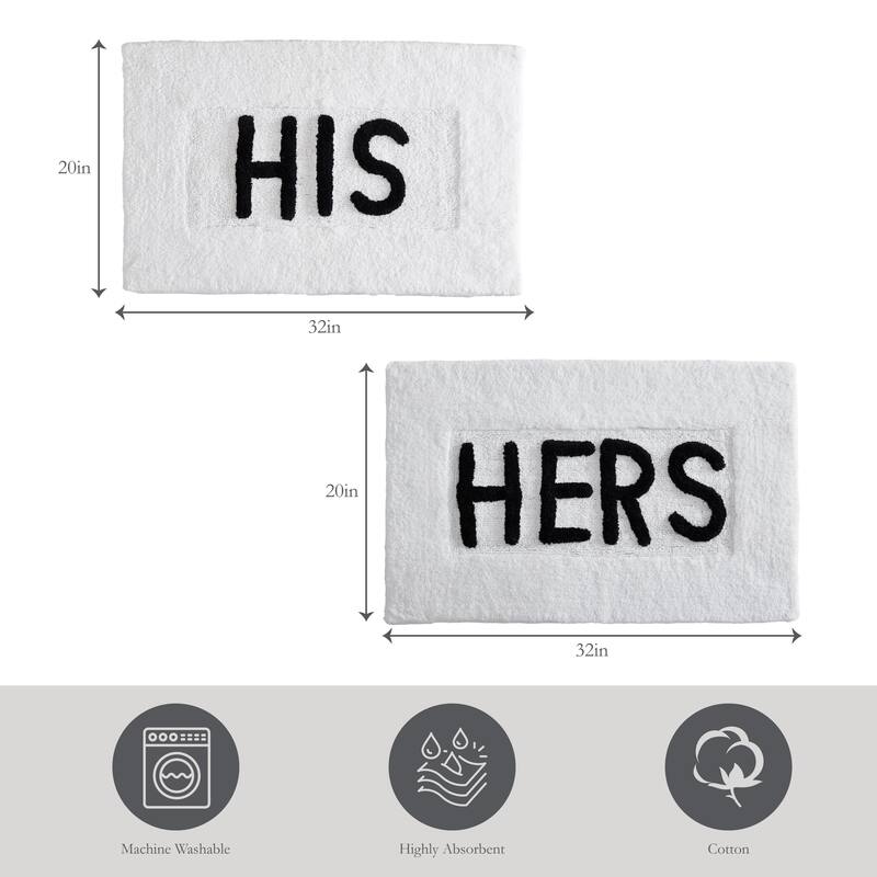 Jean Pierre HIS & HERS Cotton 2-Piece Bath Rug Set