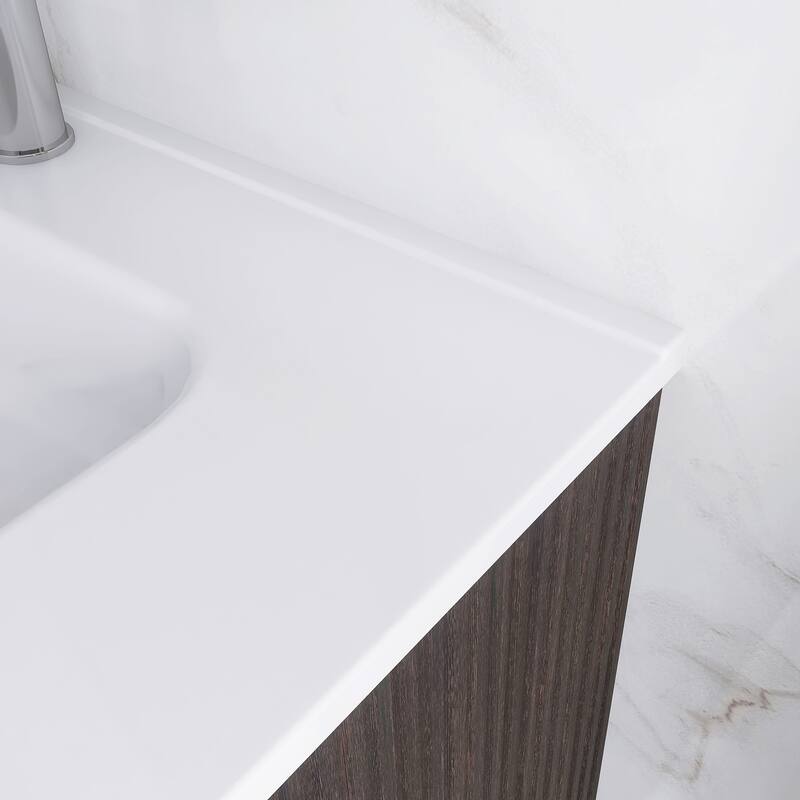 Floating Bathroom Vanity Integrated White Ceramic Sink