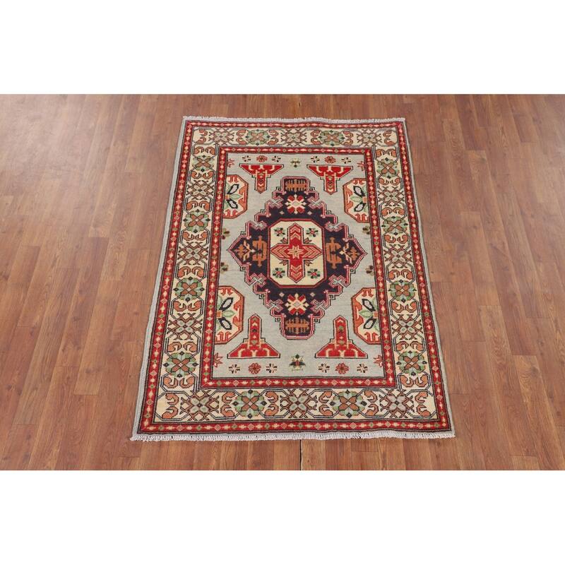 Kazak Oriental Foyer Rug Handmade Wool Carpet - 3'5" x 4'10"