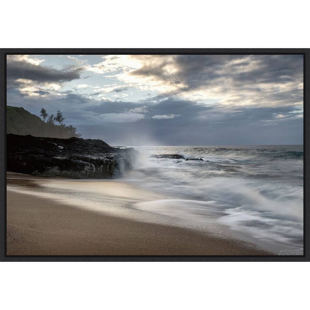 Secret Beach by D. Burt (23 x 16 in.), Framed Canvas Wall Art Print - Sylvie Black