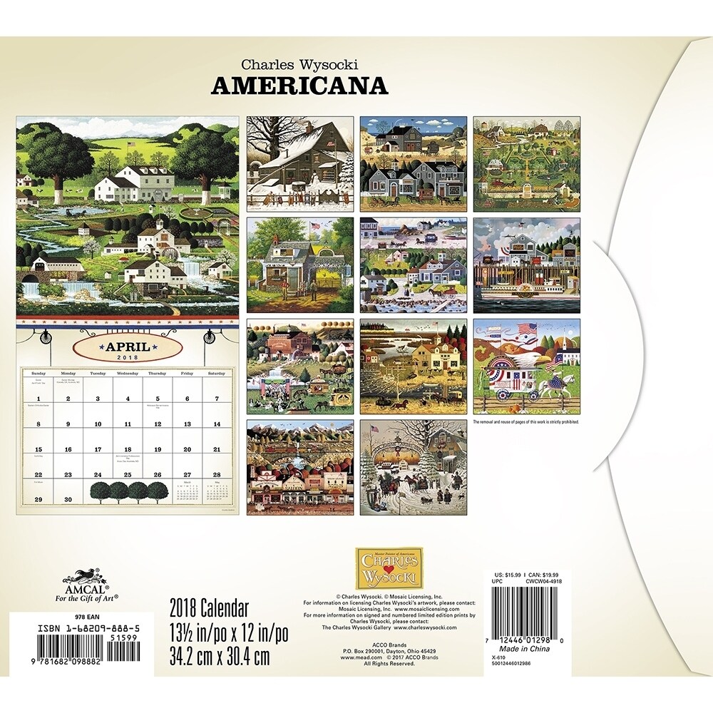 Shop Charles Wysocki Americana Wall Calendar Wysocki By Acco Brands Overstock 18134200