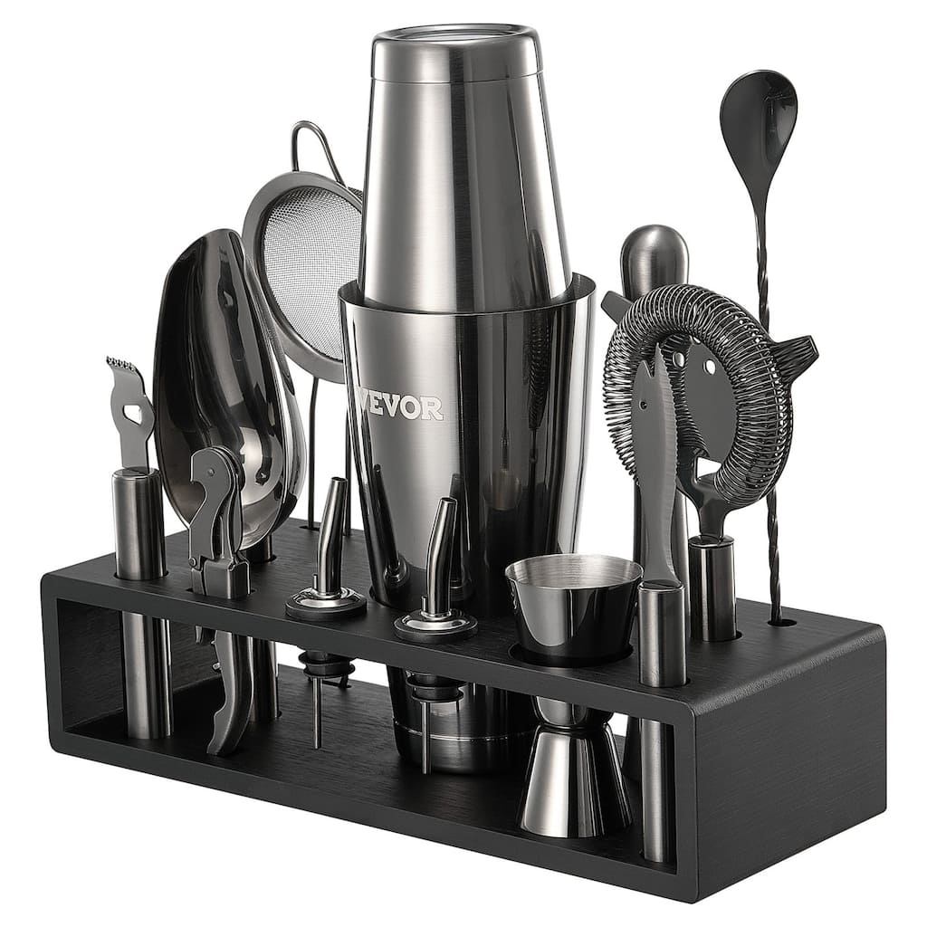 13-Piece Bartender Kit Stainless Steel Cocktail Shaker Set Gunmetal - 12.01 x 4.53 x 11.22 in