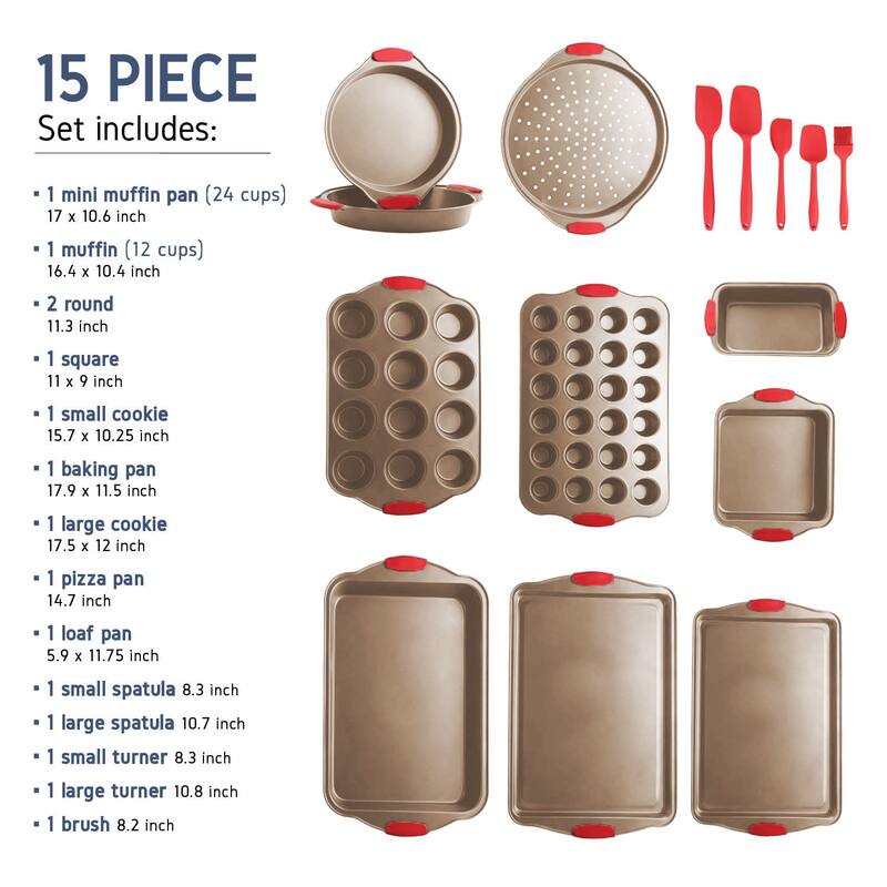JoyTable Bakeware Set - Nonstick Bakeware Set With Silicone Handles & Utensils