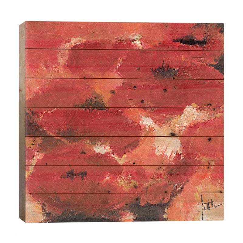Abstract Flowers II Print On Wood by Jettie Roseboom - Multi-Color - 26x26x1.5