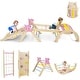 preview thumbnail 1 of 8, Gymax Triangle Set Wooden Montessori Climbing Set w/Arch Ramp Climbing Multi - Kids
