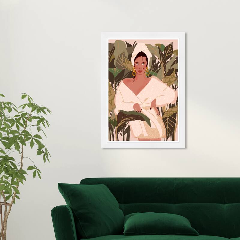Wynwood Studio Prints Fashion and Glam Elegant Jungle Green and Army Green Glam Wall Art Canvas Print - White