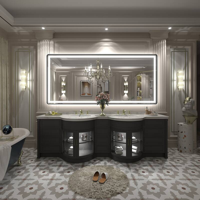 UL Certified Black Metal Framed LED Front Light and Backlit Anti-Fog Wall Bathroom/ Vanity Mirror