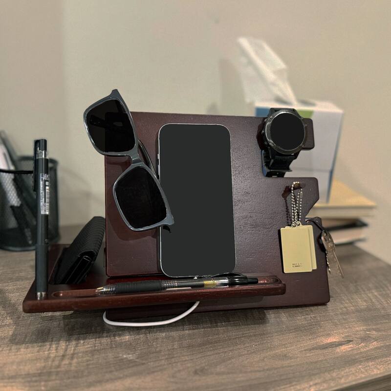 Nightstand accessories organizer phone tablet wallet watch stand