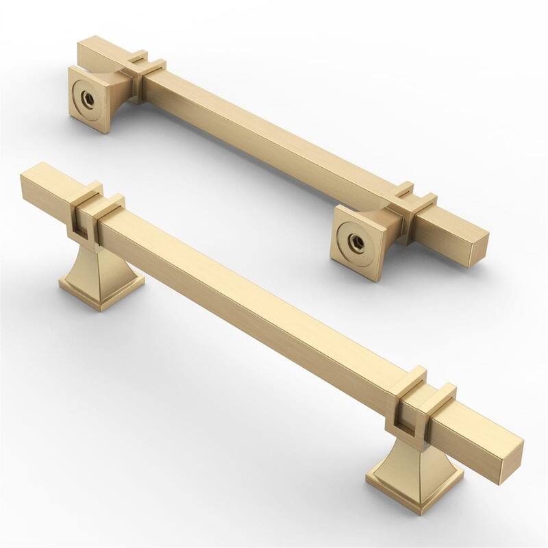10 Pack 5 Inch Drawer Pulls - 7.4"L x 7.4"W - Matte Brushed Gold