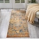 preview thumbnail 8 of 22, Nourison Passion Distressed Persian Antique Gold Teal Area Rug 1'10" x 6' Runner - Teal/Sun - Runner/Rectangle