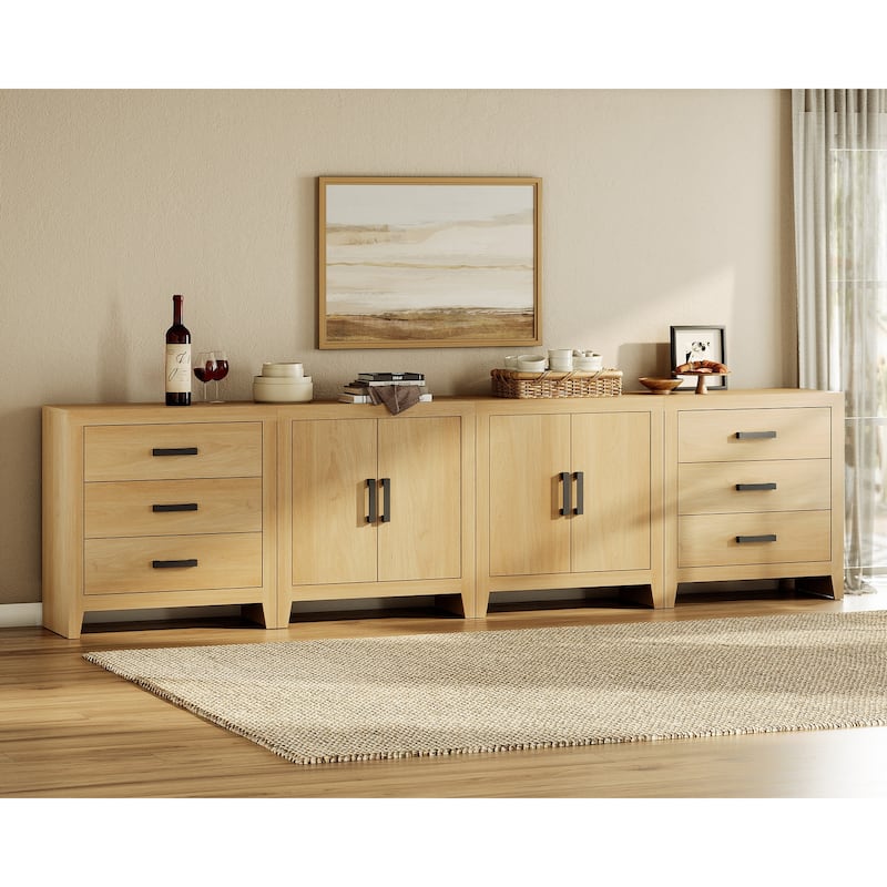 WAMPAT Modern Farmhouse TV Stand with 6 Drawers & 2 Cabinets, Wide Entertainment Center for Large TVs & Media Storage