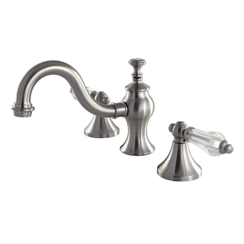 Kingston Brass Victorian Crystal Widespread Bathroom Faucet - Brushed Nickel