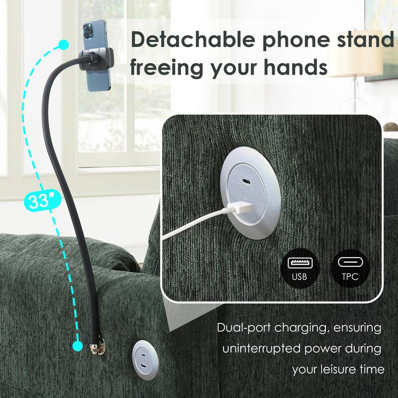 96.5" L-Shaped Sectional Sofa with Storage Ottoman, USB Charger & Adjustable Phone Holder