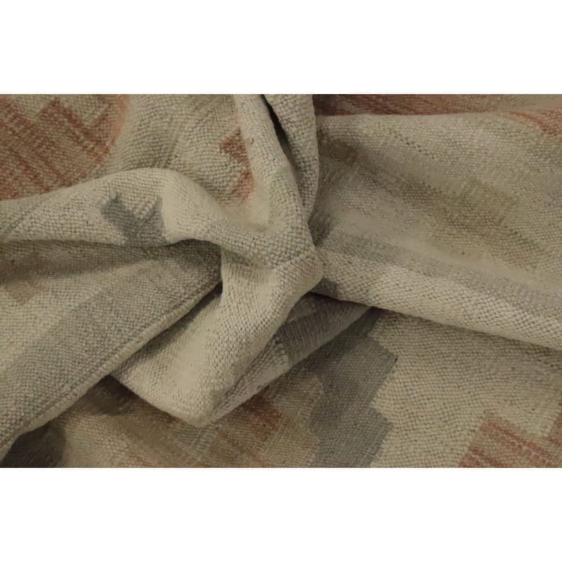 Hand Woven Oriental 100% Wool Carpet Southwestern Tribal Beige & Ivories Kilim Area Rug - 11' 4'' X 8' 4''