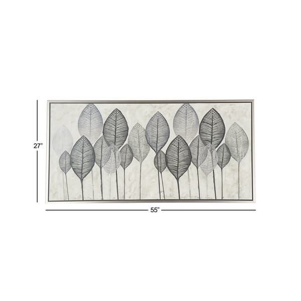CosmoLiving by Cosmopolitan Canvas Leaf Framed Wall Art with Silver ...
