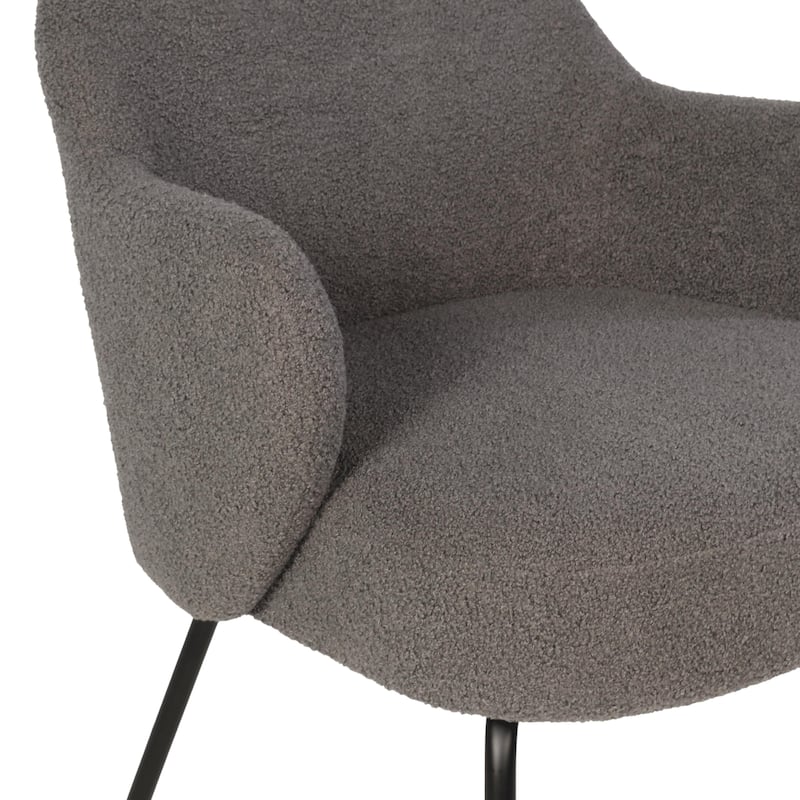 Furnish Theory Nordic Comfort Dining Armchair Arm Chair w/ Various Boucle Fabric Upholstery Covers & Steel Leg Finishes