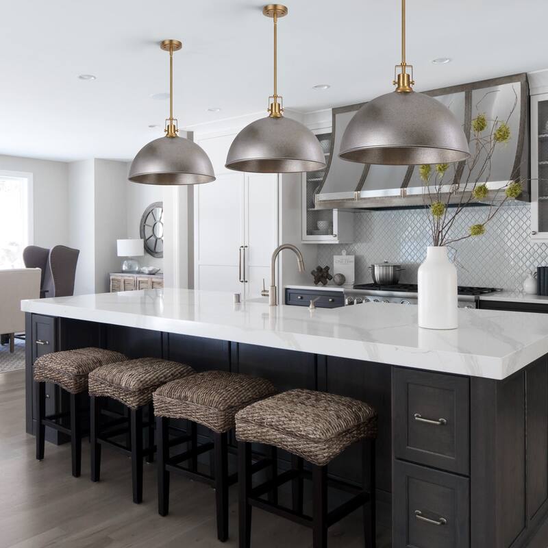 Modern Industrial 1-Light Dome Metal Pendant Light for Kitchen Island