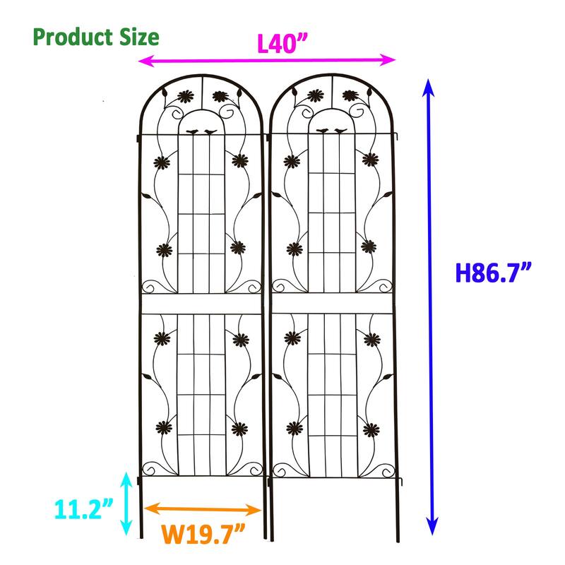 2 Pack Metal Garden Trellis Rustproof Trellis for Climbing Plants Outdoor Flower Support