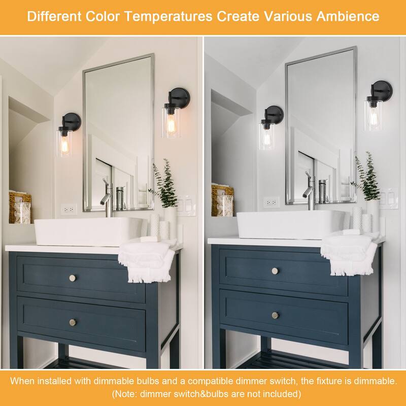 1-Light Modern Bathroom Vanity Light with Clear Glass Shades, Classic Wall Sconces for Dining Room Living Room