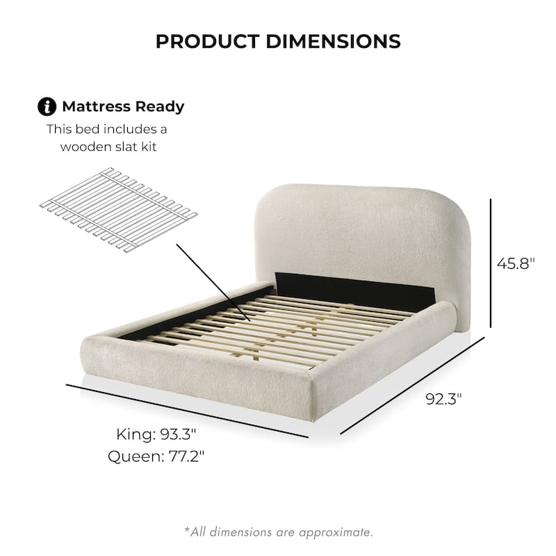 Furniture of America Hyrin Modern Ivory Upholstered Platform Bed