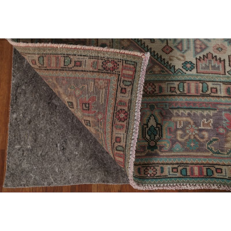 Distressed Tabriz Persian Vintage Area Rug Hand-Knotted Wool Carpet - 6'5" x 9'7"