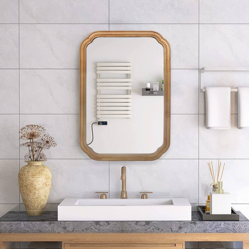 29.72*19.69 inches Functional Mirror with Cabinet, Wood Framed Bathroom Wall Cabinet with Mirror and Adjustable Shelves