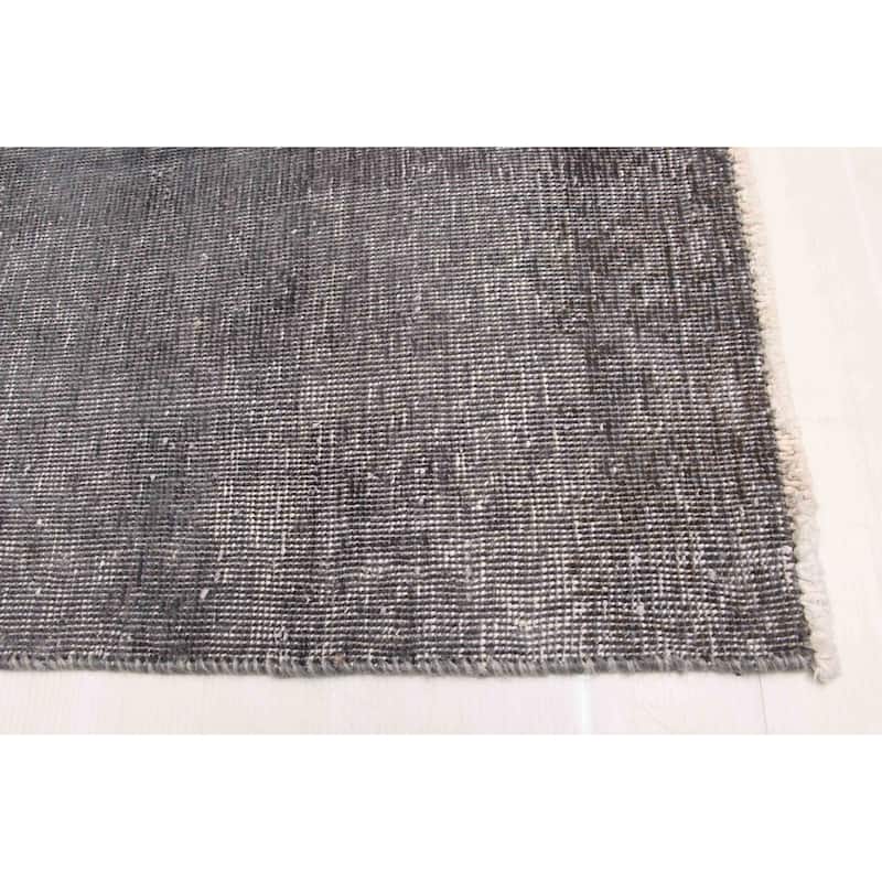 ECARPETGALLERY Hand-knotted Color Transition Dark Grey Wool Rug - 2'6 x 13'11