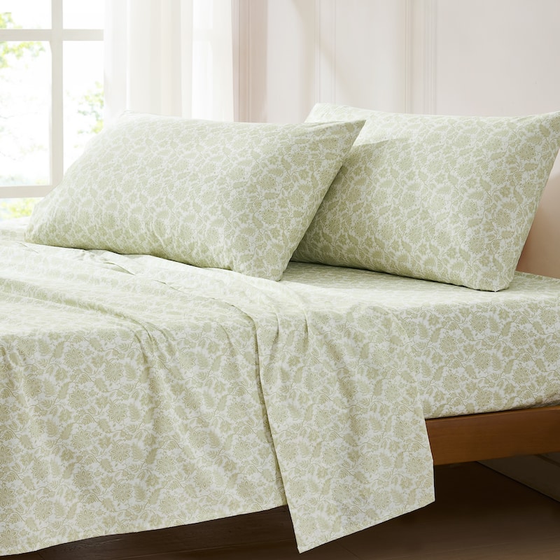 Lush Decor Floral Jacobean Sage Cotton Sheet Set