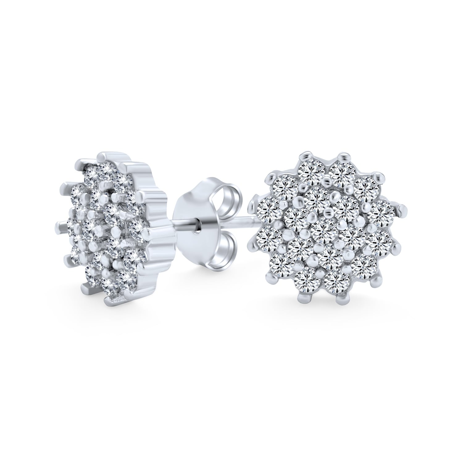 Round Ear Studs With Cubic Zirconia Sterling Silver 925 Polished And Nickel Free Liara Round Ear Studs With Cubic Zirconia Sterling Silver 925 Polished And Nickel Free Liara
